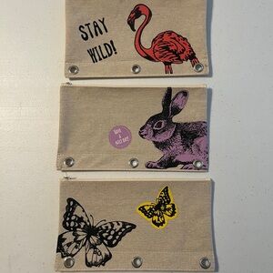 3 Pk Pencil pouch/ zipper pouch bag -D